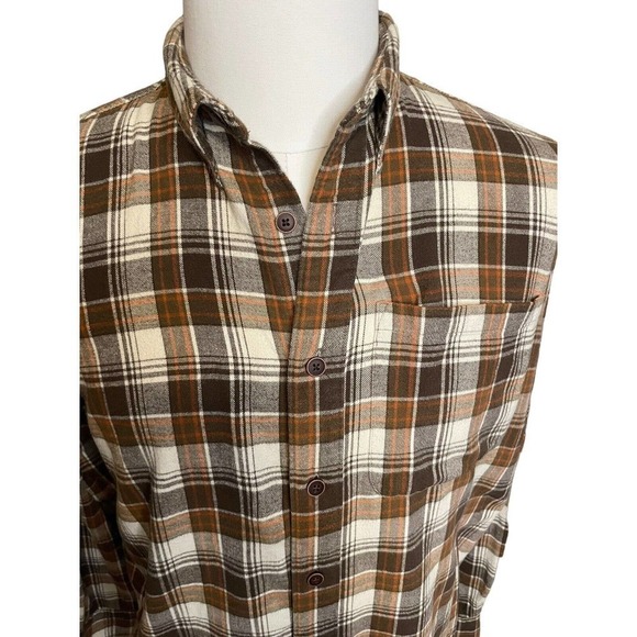 Cabela's Flannel Brown Plaid Mens Large Tall Shirt Long Sleeve Button Down - Picture 2 of 9